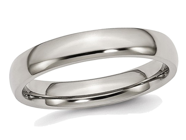 Ladies or Mens Chisel 4mm Comfort Fit Titanium Wedding Band - 14