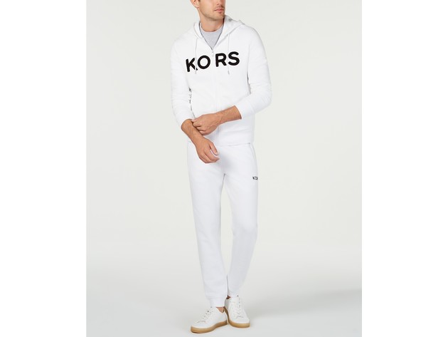 Michael Kors Men's  Logo Fleece Full-Zip Hoodie White Size Small