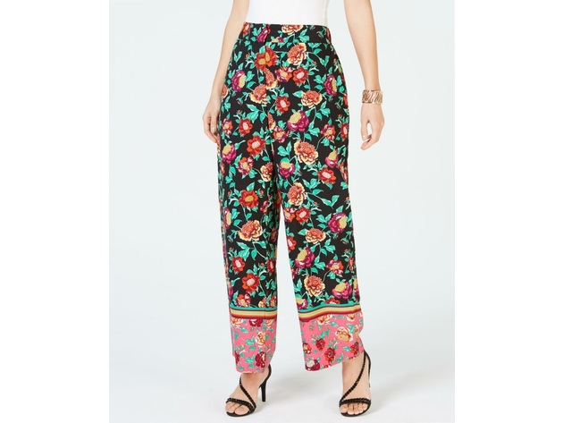 Thalia Sodi Women's Wide-Leg Pants Printed  Rose Floral Size Large