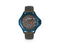 Breed Tempe Leather-Band Watch w/Day/Date - Grey/Blue