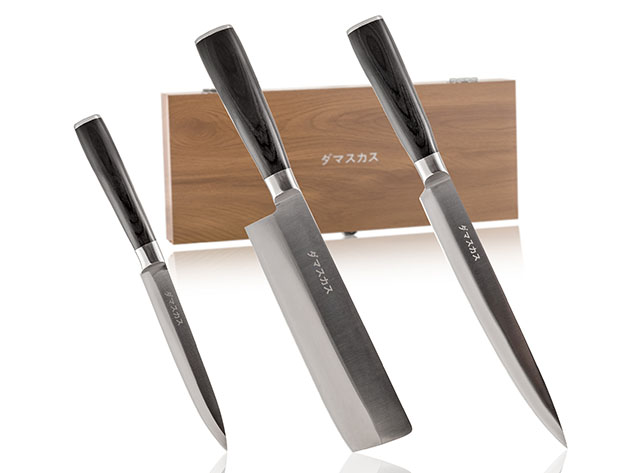 Damasukasu Japanese 3-Piece Master Chef Hanshu Knife Set