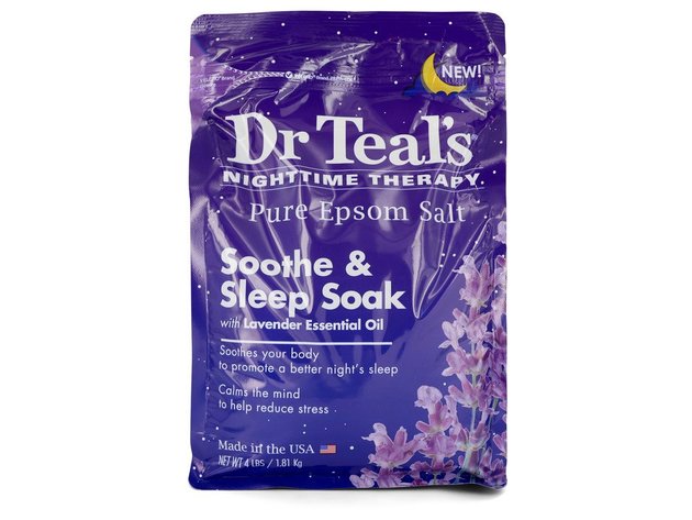 Dr Teal's Nighttime Therapy Pure Epsom Salt by Dr Teal's Sooth & Sleep Soak with Lavender Essential Oil 4 pounds