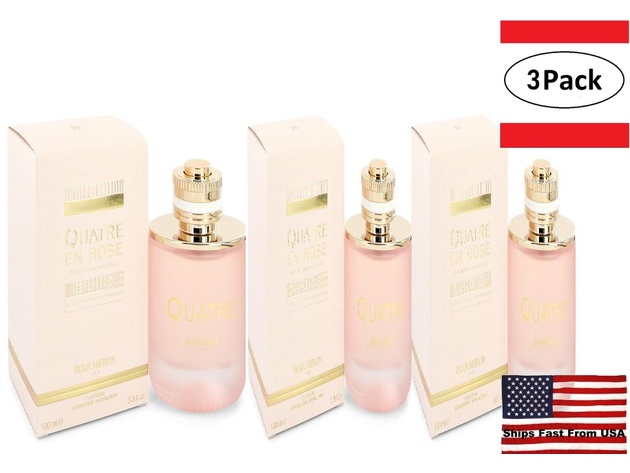 3 Pack Quatre En Rose Florale by Boucheron Eau De Parfum Spray 3.3 oz for Women