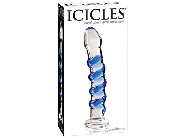 Icicles No. 5- Glass Dong (Clear/Blue)