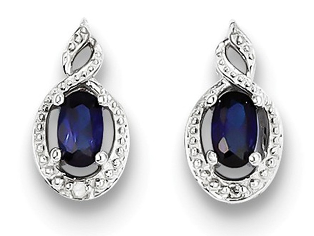 Sterling Silver 1/2 Carat (ctw) Lab Created Blue Sapphire Earrings