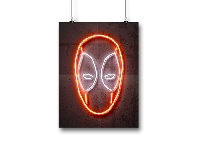 Octavian Mielu Neon Illusion Wall Art (Deadpool 12x16) | Cracked