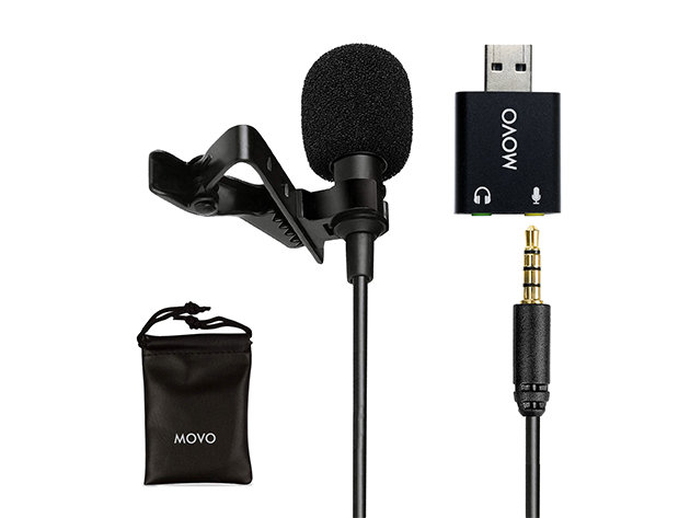 Movo Lavalier Universal Computer Microphone with USB Adapter