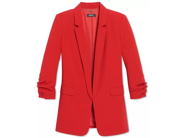DKNY Women's Ruched-Sleeve Blazer Red Size 2