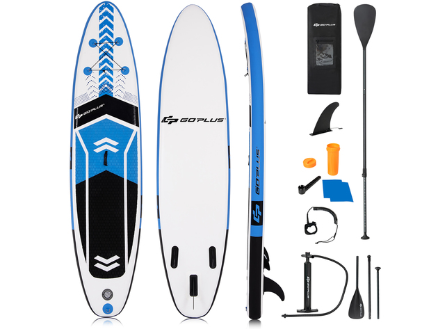 Goplus 10'5'' Inflatable Stand Up Paddle Board SUP with Carrying Bag Aluminum Paddle - Blue