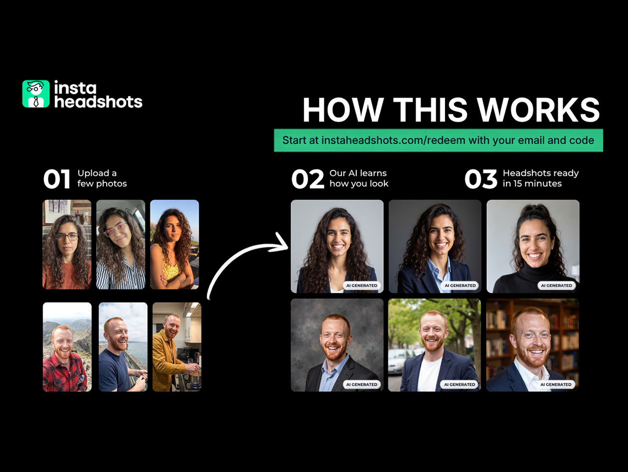 InstaHeadshots AI Headshot Generator Starter Plan: One-Time Purchase