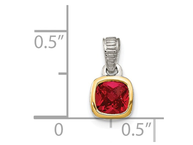 2/5 Carat (ctw) Lab-Created Ruby Solitaire Pendant Necklace in Yellow Plated Sterling Silver with Chain