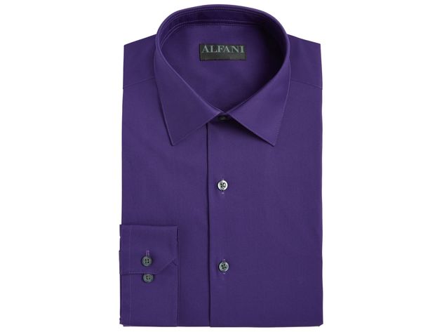 Alfani Men's Stretch Easy-Care Solid Dress Purple Size 15x32-33