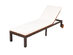 Costway Patio Acacia Wood Lounge Chair Chaise Recliner Adjustable Backrest Cushion Wheel - White