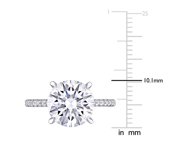 4.00 Carat (ctw) Solitaire Round Synthetic Moissanite Engagement Ring 10K White Gold - 9