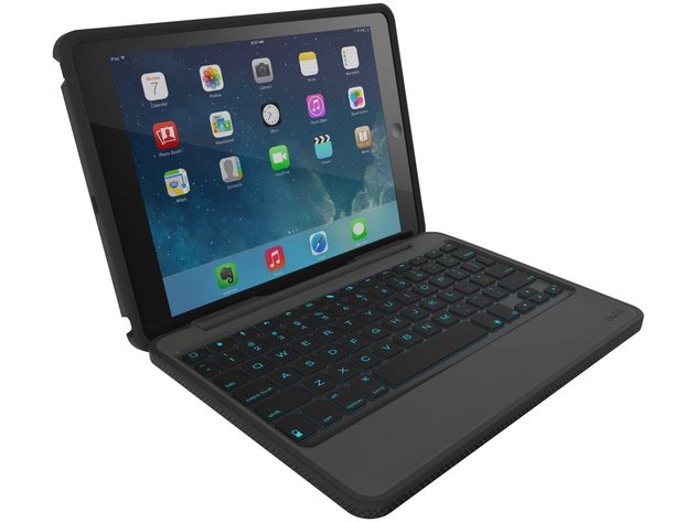ZAGG Rugged Book Durable Case, Hinged with Detachable Backlit Keyboard For iPad Air 1st Gen, Black (New Open Box)
