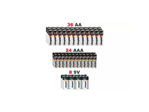 68-Pack: Energizer Max AA, AAA & 9V Alkaline Batteries