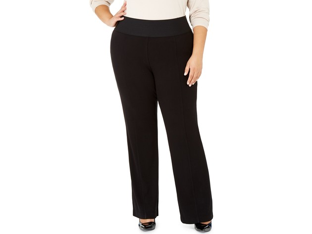 Alfani Women's Plus Size Wide Leg Pull-On Pants Black Size X-Large