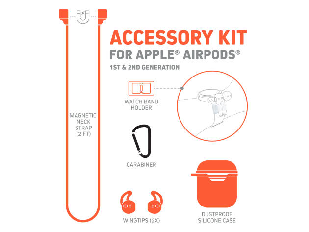 Chargeworx 5-Piece Accessory Kit for Apple AirPods (Nectarine)