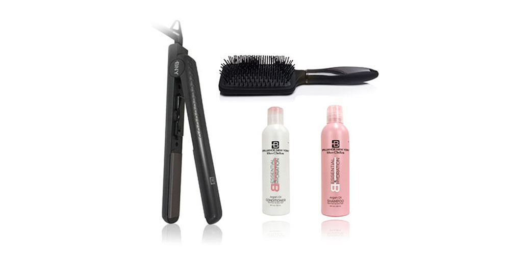 B Beautiful: Flat Iron, Paddle Brush, Shampoo & Conditioner Bundle