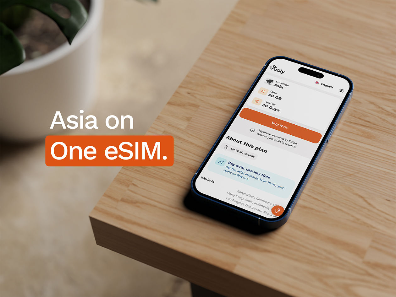 Vuoly eSim Mobile Data Plan: Asia - 20GB/30 Days