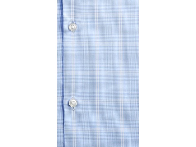 Hugo Boss Men's Slim-Fit Light Blue Windowpane Dress Shirt Pasblue Size Medium