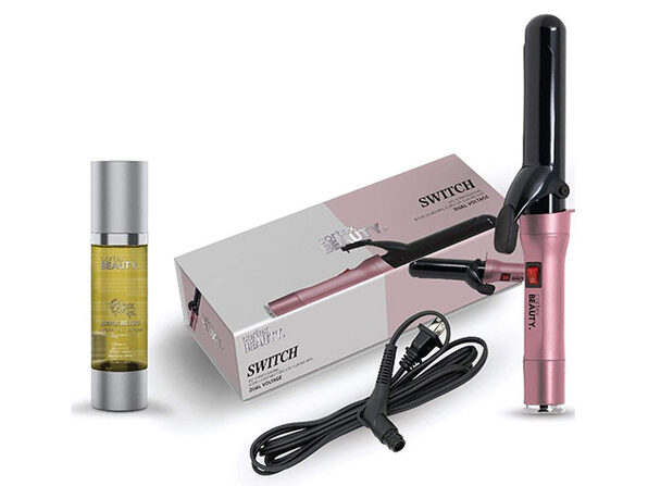 Cortex Beauty Switch Curling Iron & Argan Oil Hair Serum Bundle (Blush Pink) - Product Image