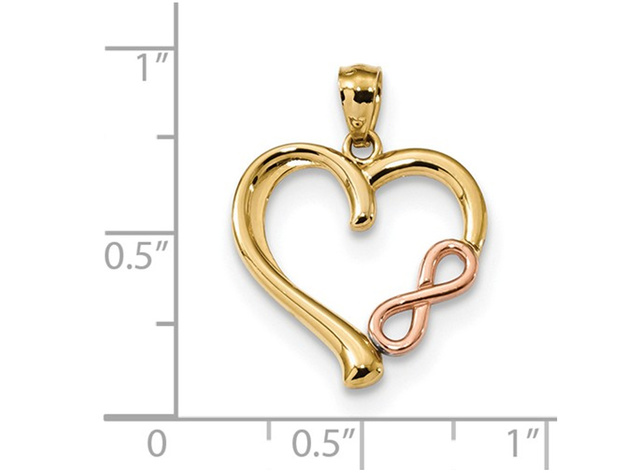 14K Yellow and Pink Gold Heart Infinity Pendant Necklace with Chain