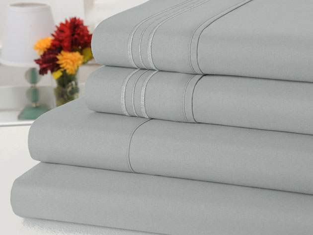 4-Piece Bamboo-Blend Comfort Luxury Sheet Set (Silver/Full)