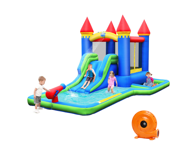 Costway Inflatable Castle Bouncer Bounce House Slide Water Park BallPit with 580W Blower