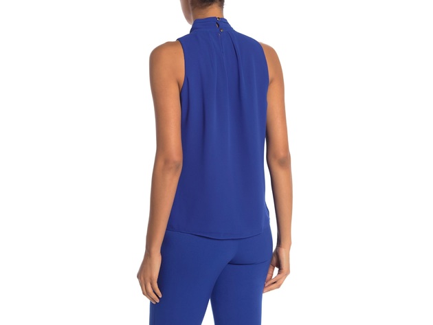 Calvin Klein Women's Tie-Neck Sleeveless Blouse Blue Size Small