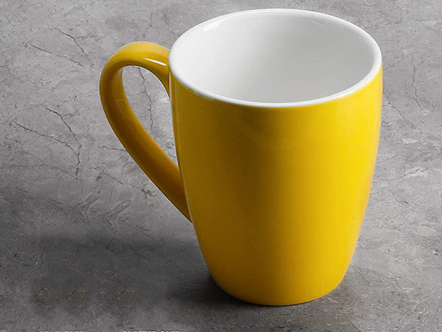 Sweese 16oz Yellow Porcelain Coffee Mugs (Set of 4)