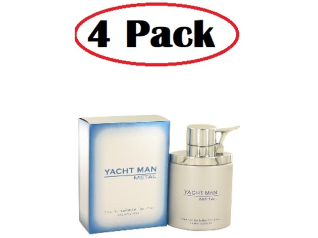 4 Pack of Yacht Man Metal by Myrurgia Eau De Toilette Spray 3.4 oz