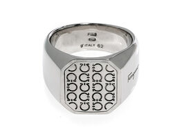 Ferragamo Gancini Silver Signet Ring (Store-Display Model)