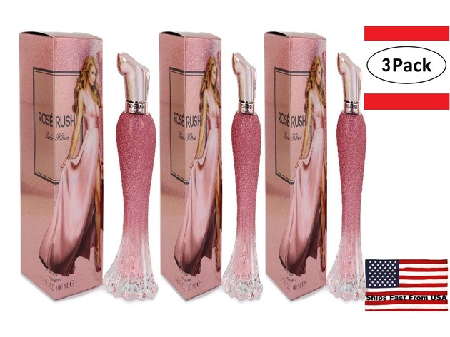 3 Pack Paris Hilton Rose Rush by Paris Hilton Eau De Parfum Spray 3.4 oz for Women