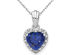 1.50 Carat (ctw) Lab-Created Blue Sapphire Heart Pendant Necklace in Sterling Silver with Chain