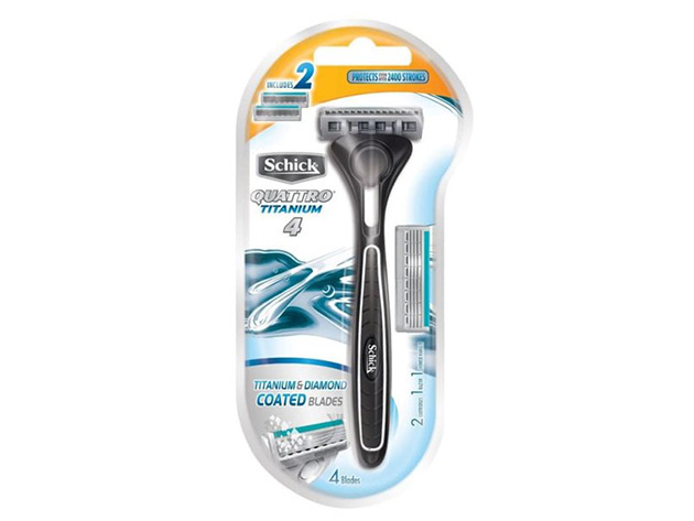 Schick Quattro Razor & Titanium Coated Blade Set (2-Pack of 2 ct