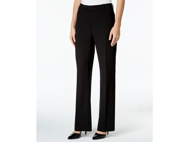 Tommy Hilfiger Women's Modern Straight-Leg Modern Dress Pants Black Size 16