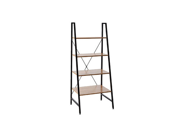 Black Steel Frame Ladder Style Wooden Desk With 4 Shelf Bookcase
