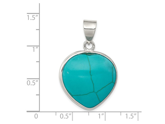 Turquoise Heart Pendant Necklace in Sterling Silver with Chain