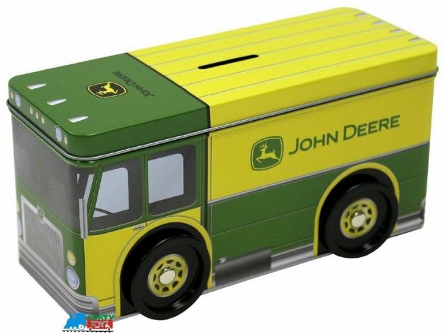 John Deere Bus Shaped Tin Coin Bank