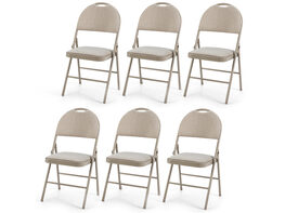 Costway 6 Pack Folding Chairs Portable Padded Office Kitchen Dining Chairs Beige - Beige