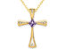 3/10 Carat (ctw) Amethyst Cross Pendant Necklace in 14K Yellow Gold with Chain