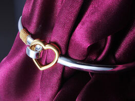 "Hold My Heart" White & Yellow Gold-Plated Polished Bracelet