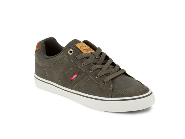 Levi's Mens Turner Tumbled Wax Casual Fashion Sneaker Shoe - 10.5 M Charcoal/Tan