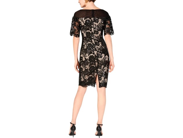 Calvin Klein Women's Lace Embellished Cocktail Dress Black Size 4"