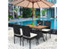 Costway 5 Piece Patio Rattan Furniture Set Wood Top Table Cushioned Chairs Garden Yard Deck
