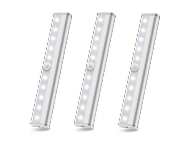 10 LED Motion Sensor Stick-on Light Bars (3-Pack)