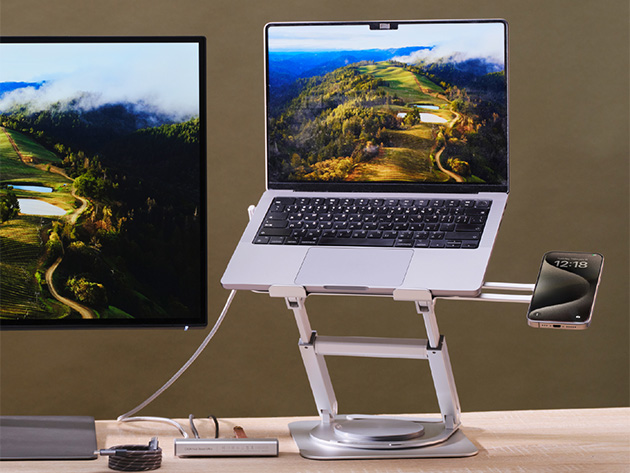 Adam Elements CASA Hub Stand Ultra Laptop & Tablet Stand with Magnetic Phone Mount and USB-C Hub