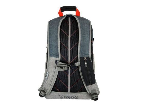 Bondka 20.5 Inch Jumpstreet Backpack with Dual Pleated Bottle Pouches Black Gray Heather with Orange Accent StackSocial