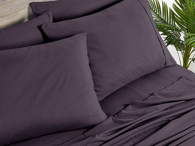 Bamboo 2000 Count 6-Piece Sheet Set with SnugGrip (Purple/King)